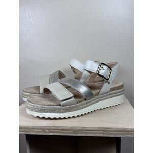 Brioso Womens Sandals 8.5 Tan Gold Cream Leather Fairdene Arch Support Platform
